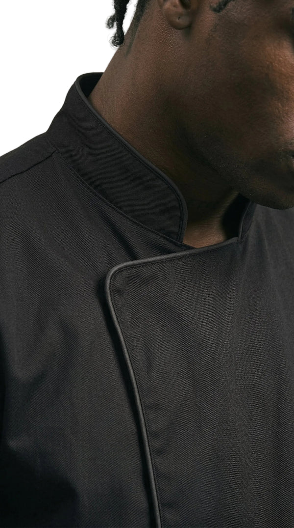 Chaqueta Chef Gabardina Manga 3/4 Negra Hombre | Monochrom