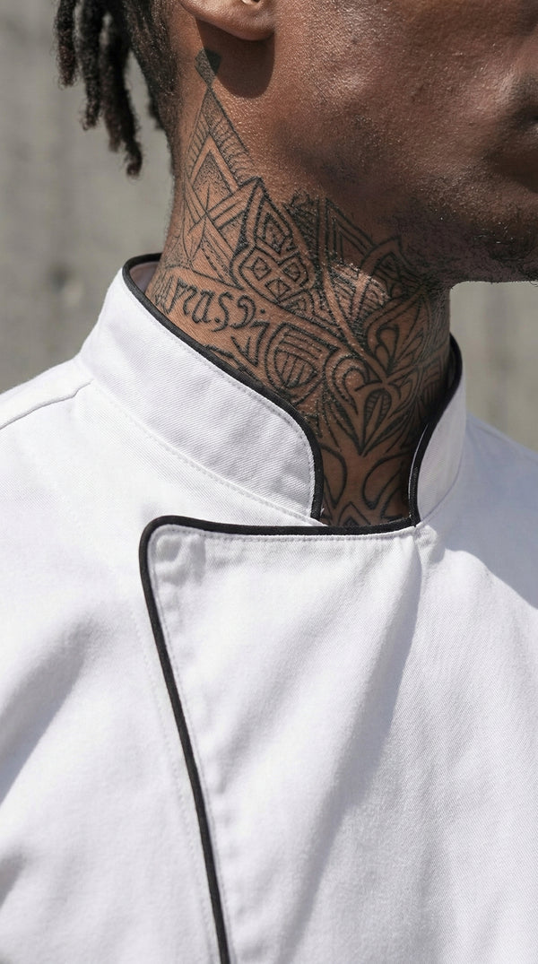 Chaqueta Chef Gabardina Manga 3/4 Blanca Hombre | Monochrom