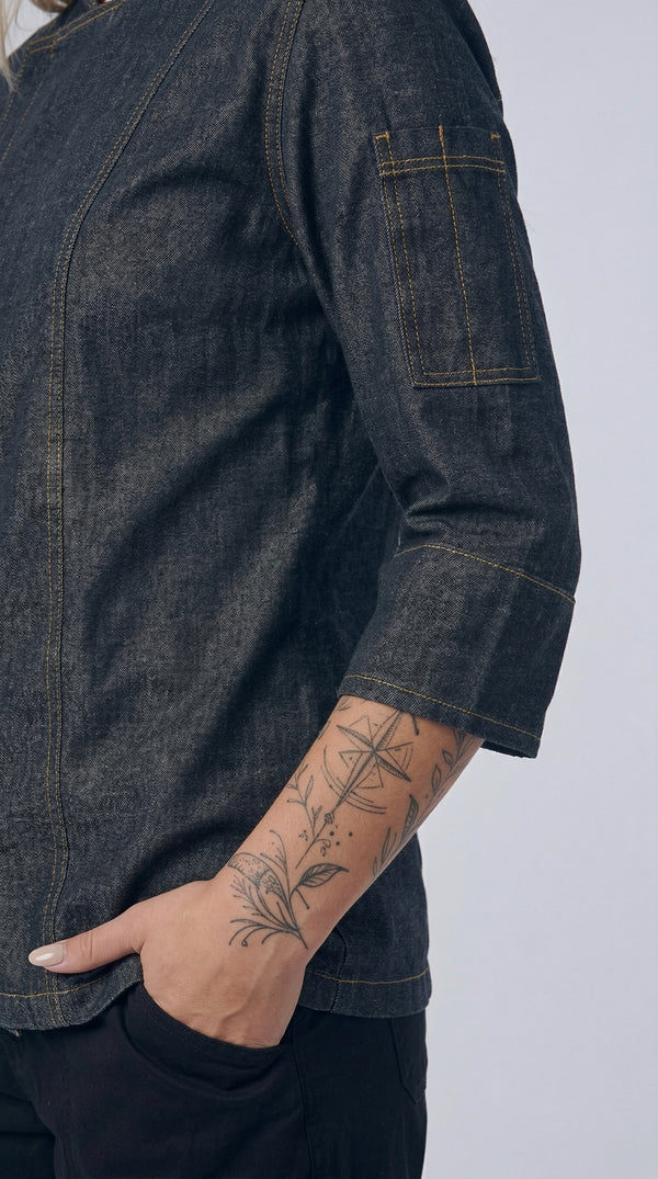 Chaqueta Chef Indigo/Turin (Jean) Manga 3/4
