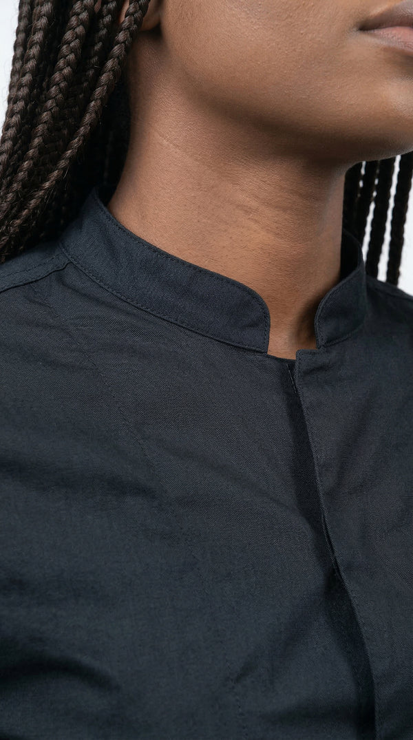 Camisa Chef Gabardina Manga 3/4 Negra