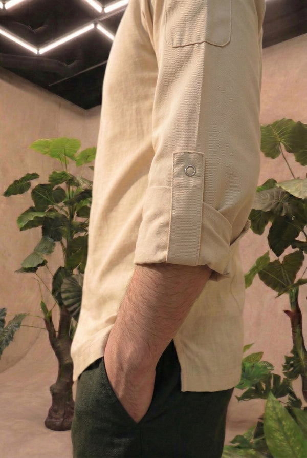 Camisa Chef Gabardina Manga 3/4 Beige | Jungle to Street