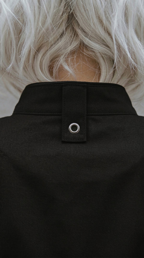 Chaqueta Chef Gabardina Manga 3/4 Negra Mujer