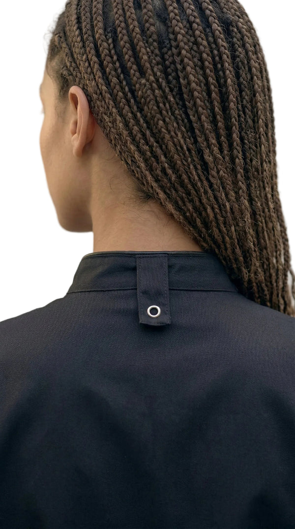 Chaqueta Chef Gabardina Manga Corta Negra Mujer