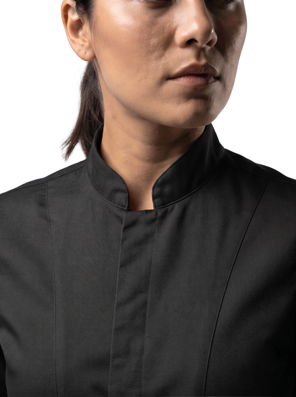 Camisa Chef Gabardina Manga Corta Negra | Monochrom