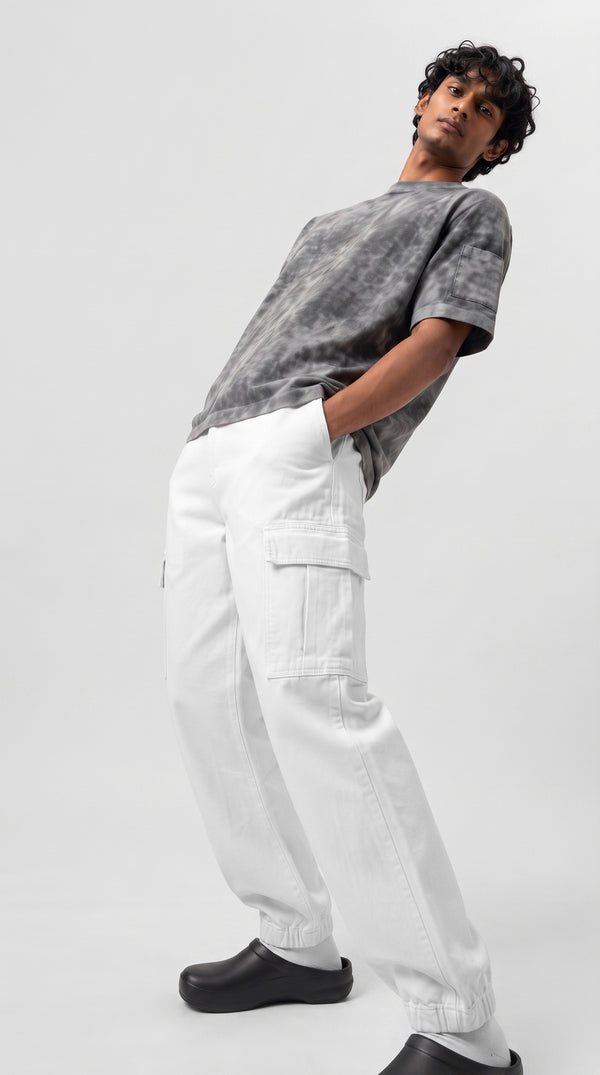 Pantalón Cargo Dril Jogger Unisex Blanco | Monochrom