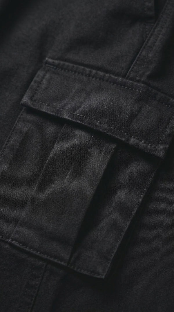 Pantalón Cargo Dril Bota Recta Unisex Negro | Monochrom