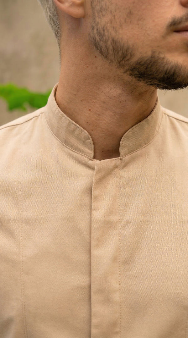 Camisa Chef Gabardina Manga Corta Beige | Jungle to Street