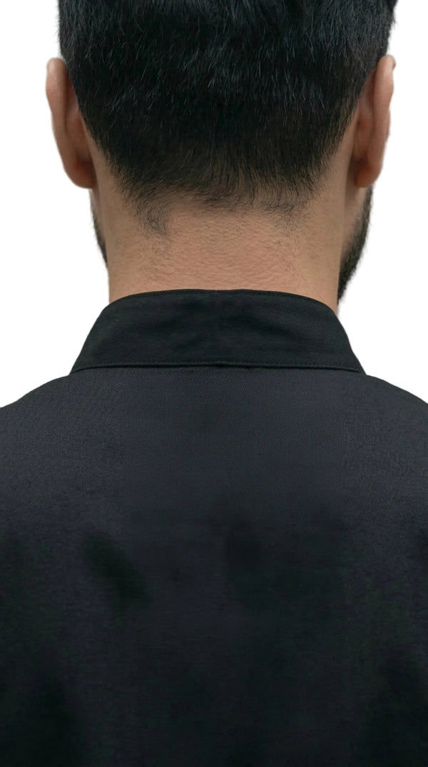 Camisa Chef Gabardina Manga Corta Negra | Monochrom