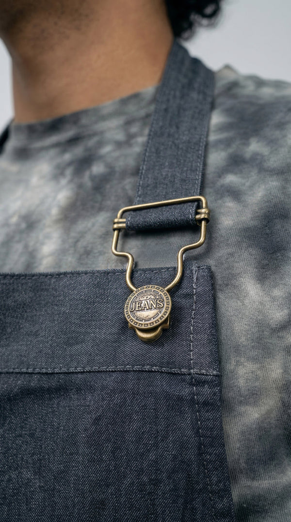 Delantal Peto en Jean/Gris Oscuro