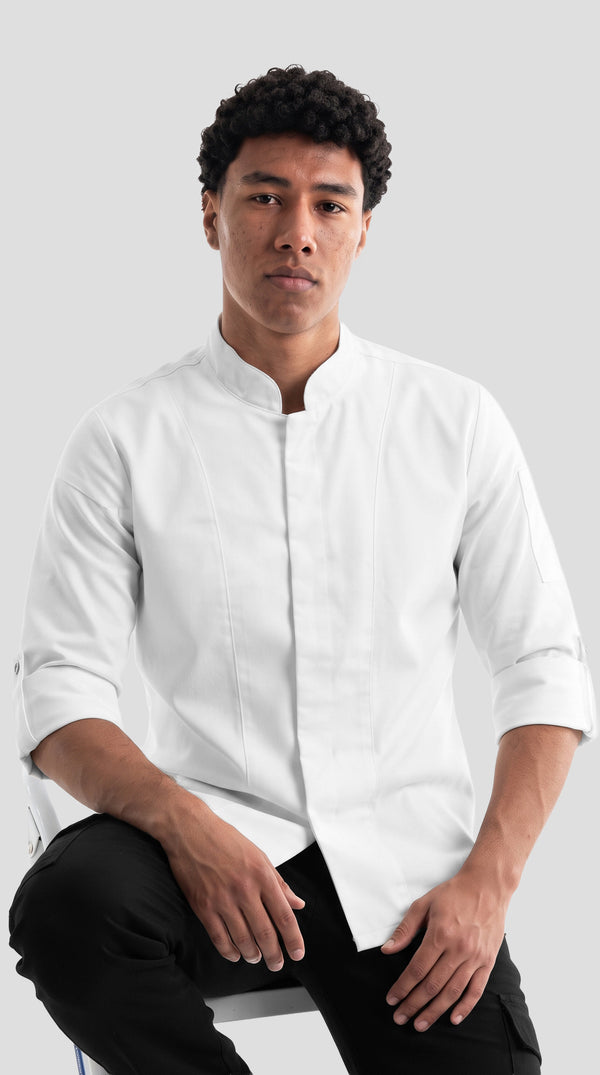 Camisa Chef Gabardina Manga 3/4 Blanca | Monochrom