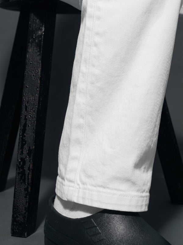 Pantalón Cargo Dril Bota Recta Unisex Blanco | Monochrom