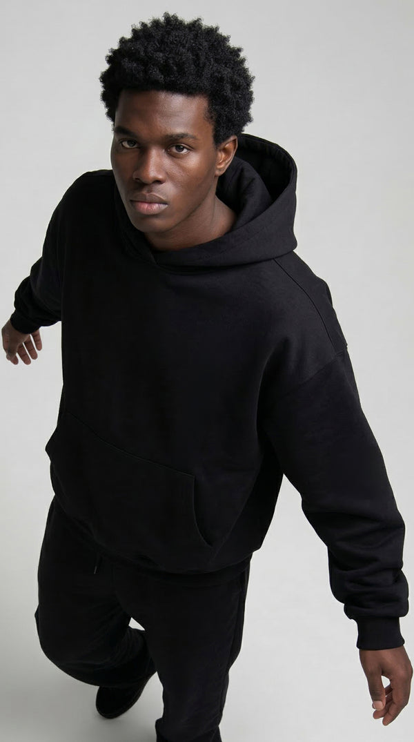 Hoodie Sin Estampado Negro | Monochrom