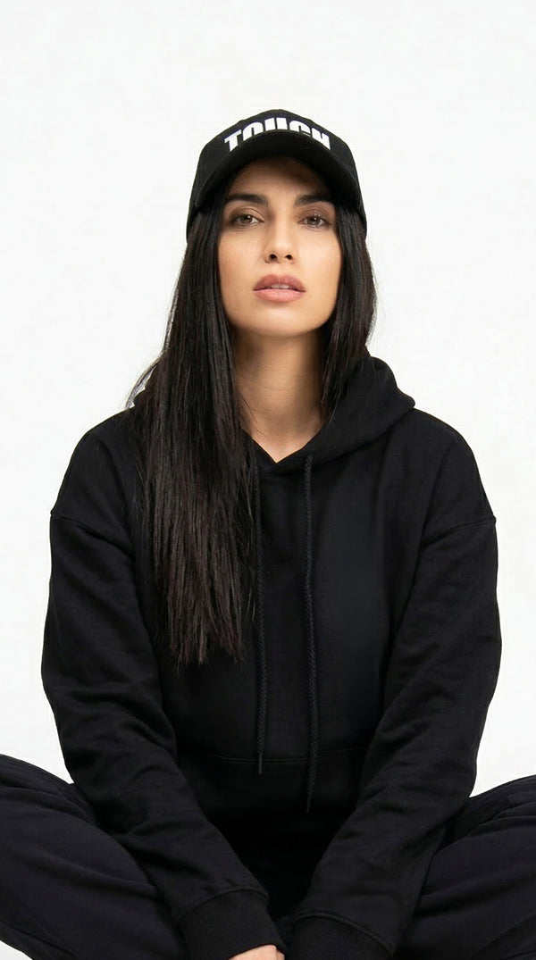 Hoodie Sin Estampado Negro