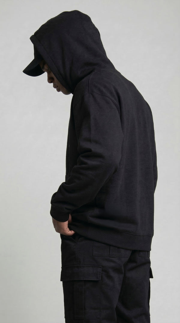 Hoodie Sin Estampado Negro