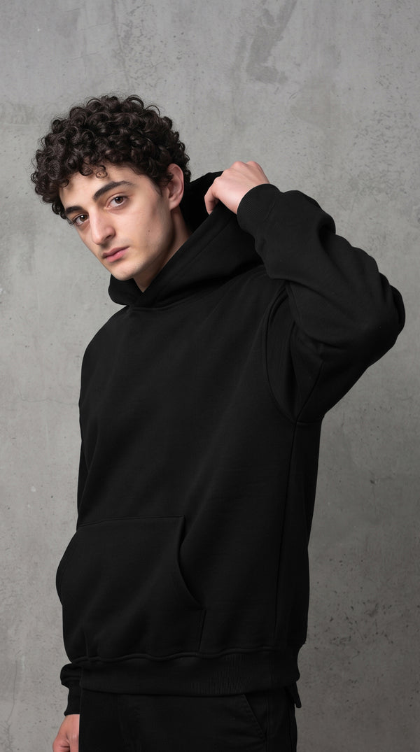 Hoodie SIn Estampado Negro | Concrete Kitchen