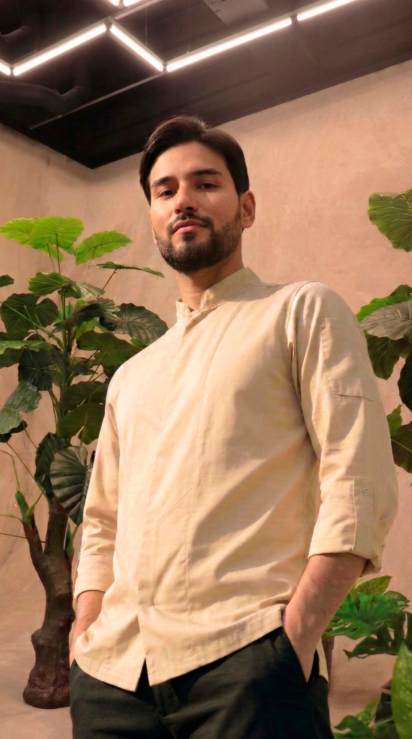 Camisa Chef Gabardina Manga 3/4 Beige | Jungle to Street