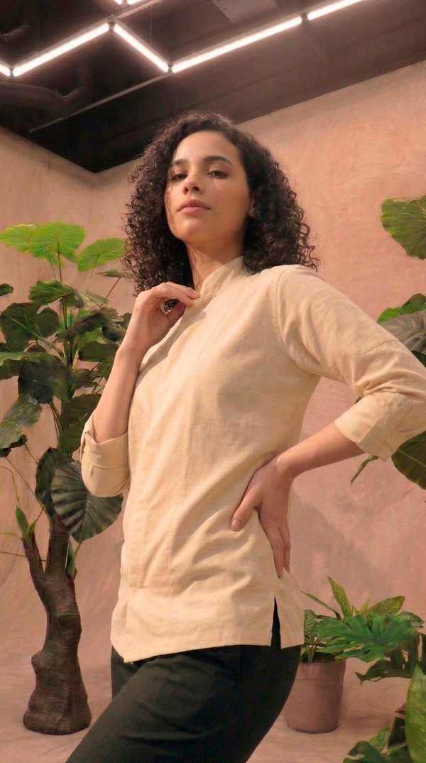 Camisa Chef Gabardina Manga 3/4 Beige | Jungle to Street
