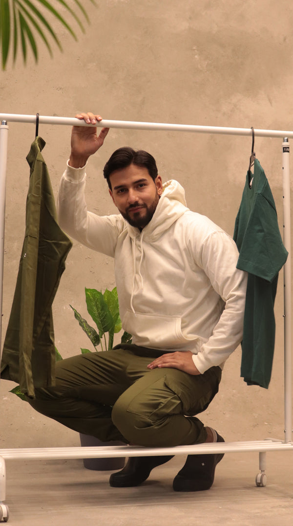 Hoodie Sin Estampado Marfil | Jungle to Street