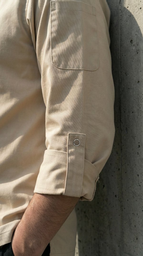 Camisa Chef Gabardina Manga 3/4 Beige | Concrete Kitchen
