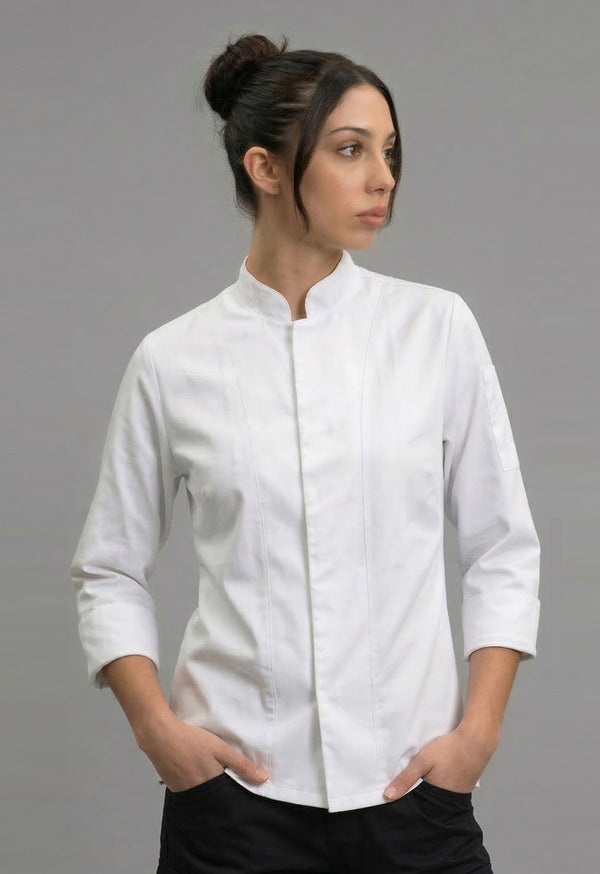 Camisa Chef Manga 3/4 en Gabardina Blanca - Unisex