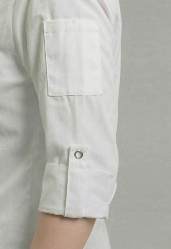 Camisa Chef Manga 3/4 en Gabardina Blanca - Unisex
