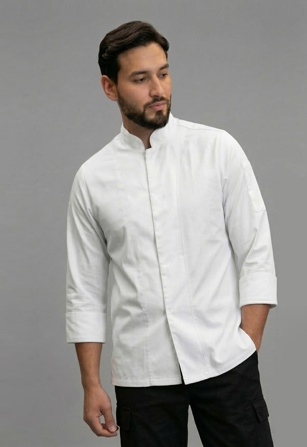 Camisa Chef Manga 3/4 en Gabardina Blanca - Unisex