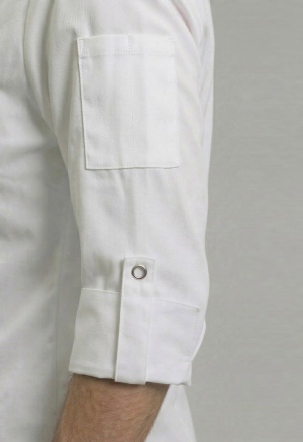 Camisa Chef Manga 3/4 en Gabardina Blanca - Unisex