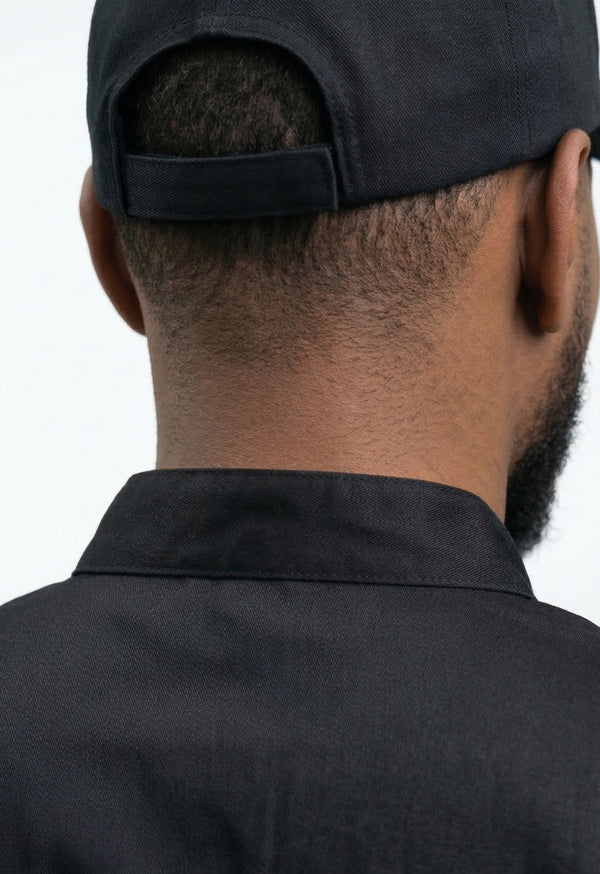 Camisa Chef Manga 3/4 en Gabardina Negra - Unisex