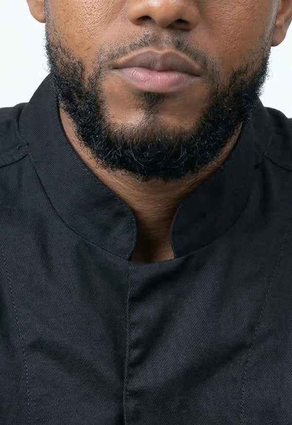 Camisa Chef Manga 3/4 en Gabardina Negra - Unisex