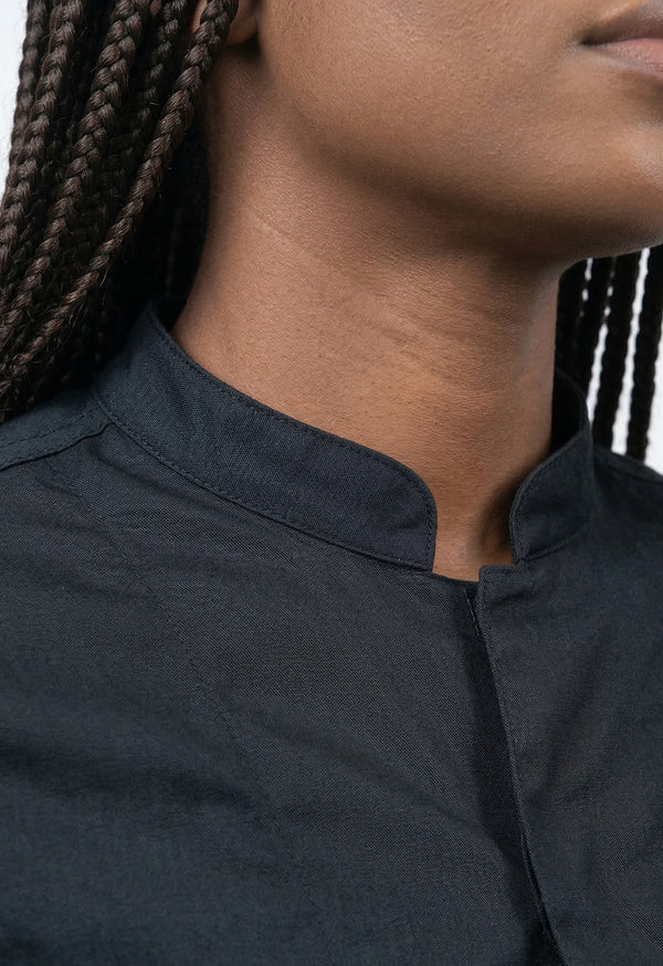Camisa Chef Manga 3/4 en Gabardina Negra - Unisex