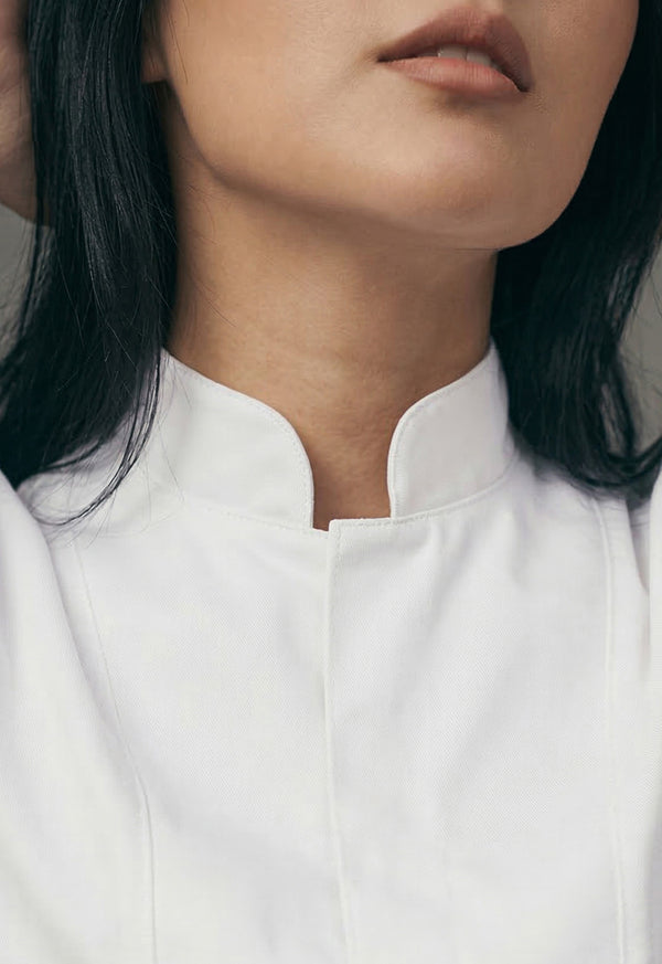 Camisa Chef Manga Corta en Gabardina Blanca - Unisex 202