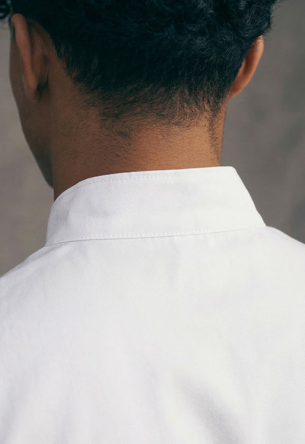 Camisa Chef Manga Corta en Gabardina Blanca - Unisex 202