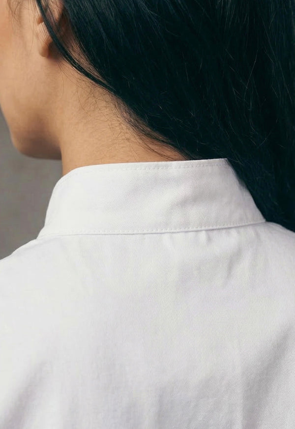 Camisa Chef Manga Corta en Gabardina Blanca - Unisex 202