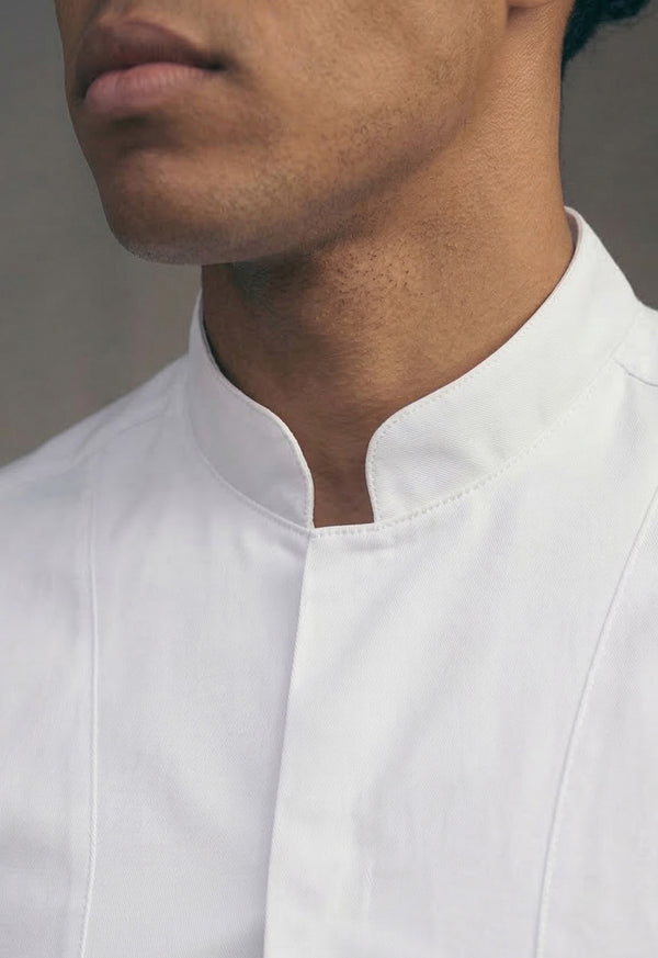 Camisa Chef Manga Corta en Gabardina Blanca - Unisex 202