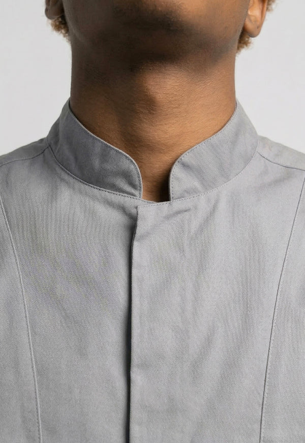 Camisa Chef Manga Corta en Gabardina Gris - Unisex