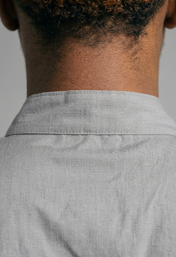 Camisa Chef Manga Corta en Gabardina Gris - Unisex