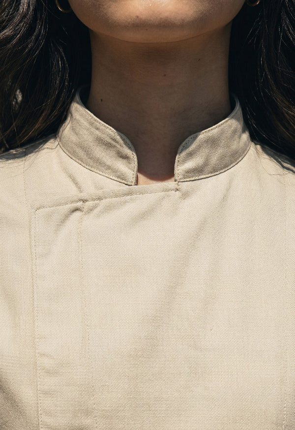 Chaqueta Chef Manga 3/4 en Gabardina Beige - Unisex 200