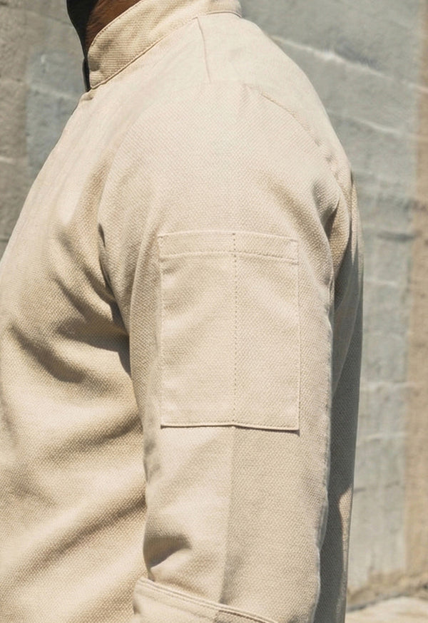 Chaqueta Chef Manga 3/4 en Gabardina Beige - Unisex 200