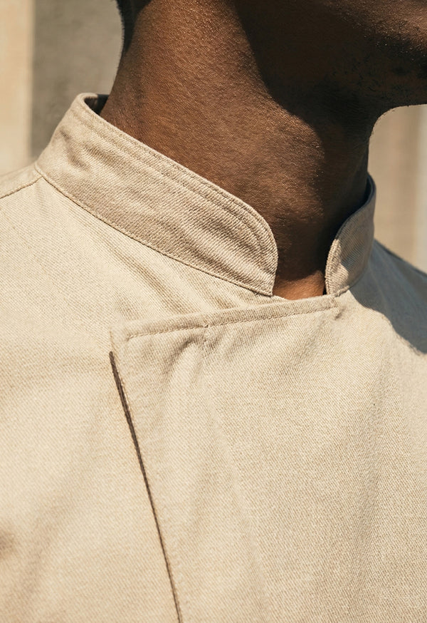 Chaqueta Chef Manga 3/4 en Gabardina Beige - Unisex 200
