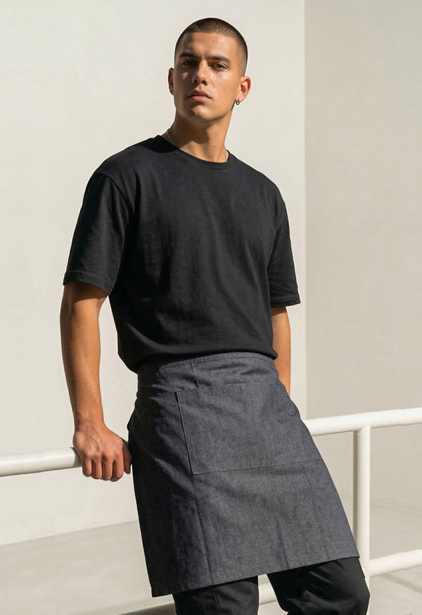 Delantal Media Cintura en Drill Gris - Unisex