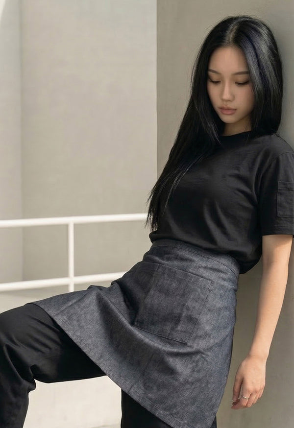 Delantal Media Cintura en Drill Gris - Unisex