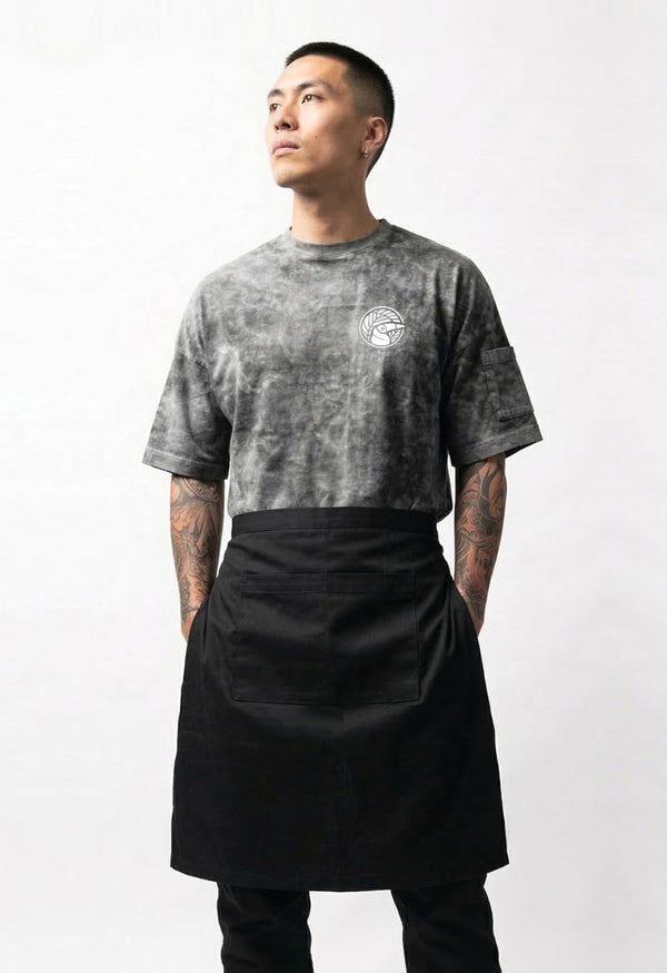 Delantal Media Cintura en Drill Negro - Unisex Concrete Kitchen