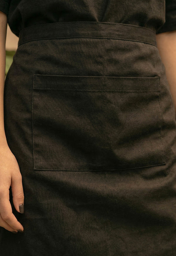 Delantal Media Cintura en Drill Negro - Unisex Concrete Kitchen