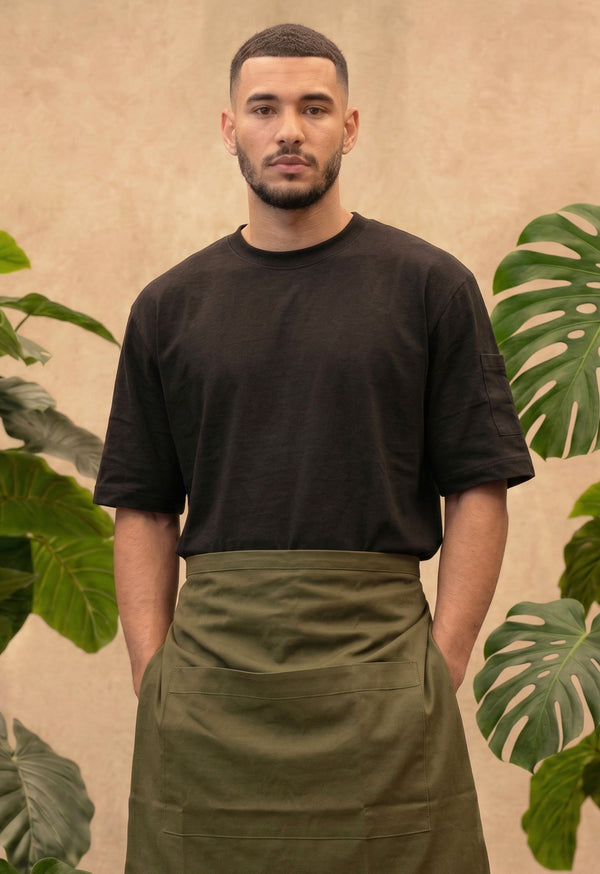 Delantal Media Cintura en Drill Verde Oliva - Unisex