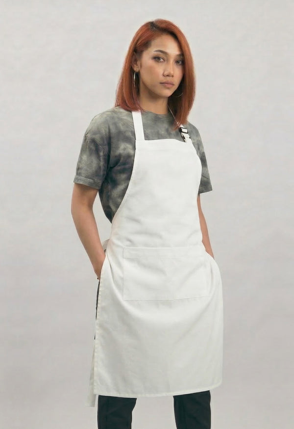 Delantal Peto en Drill Blanco - Unisex