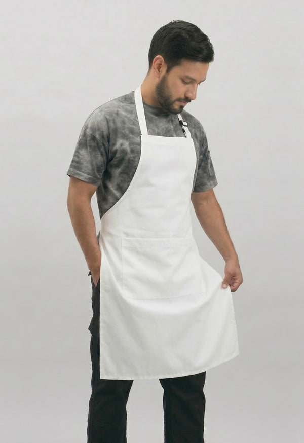Delantal Peto en Drill Blanco - Unisex