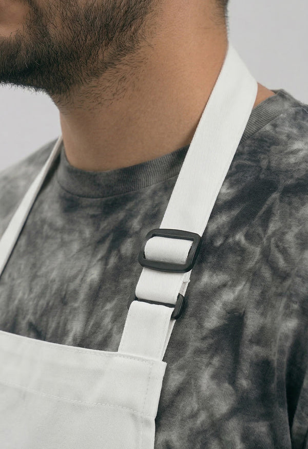 Delantal Peto en Drill Blanco - Unisex