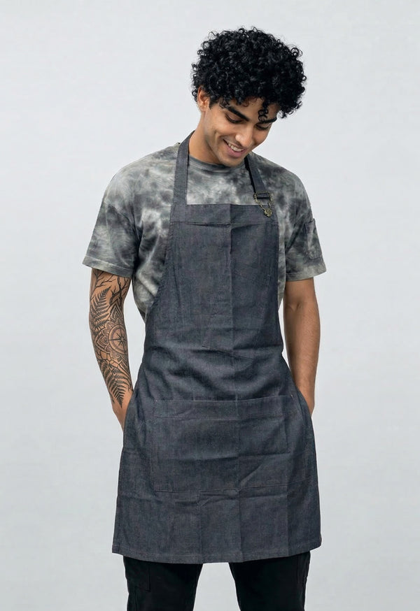 Delantal Peto en Drill Gris Oscuro / Jean - Unisex