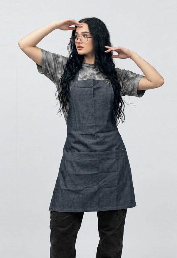 Delantal Peto en Drill Gris Oscuro / Jean - Unisex