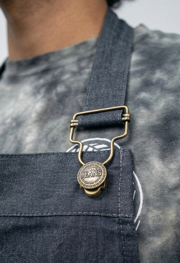 Delantal Peto en Drill Gris Oscuro / Jean - Unisex
